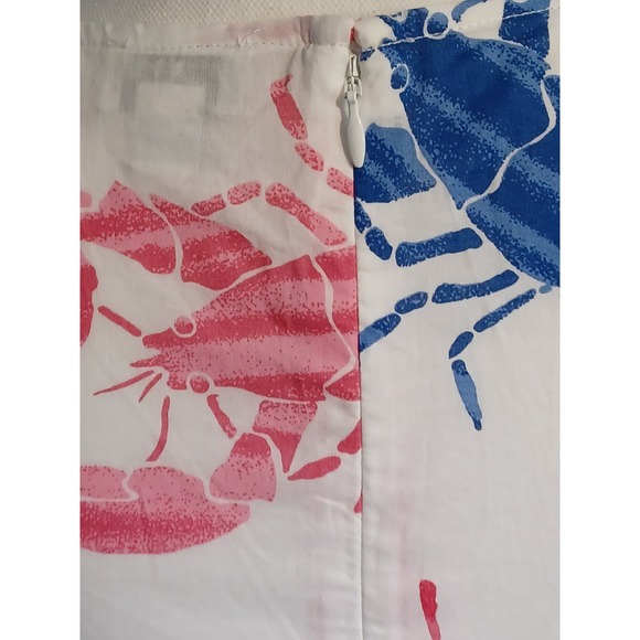 J. Crew Womens Nautical Lobster Print White Red Blue Sz Small Midi Dress NWOT - Picture 5 of 9